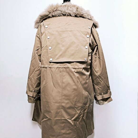 New Real Rex Rabbit Lapin Fur-Lined Parka Jacket Coat Khaki Sand Fox No Mink L - Picture 4 of 5
